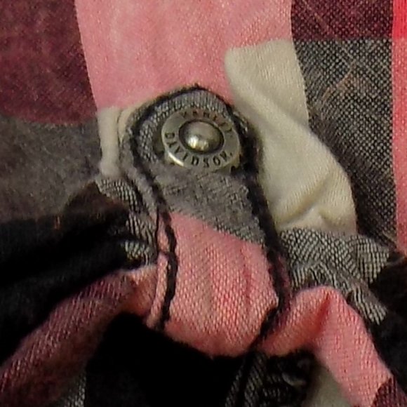 Harley Davidson Plaid Snap Front Short Sleeve XS - Picture 10 of 10